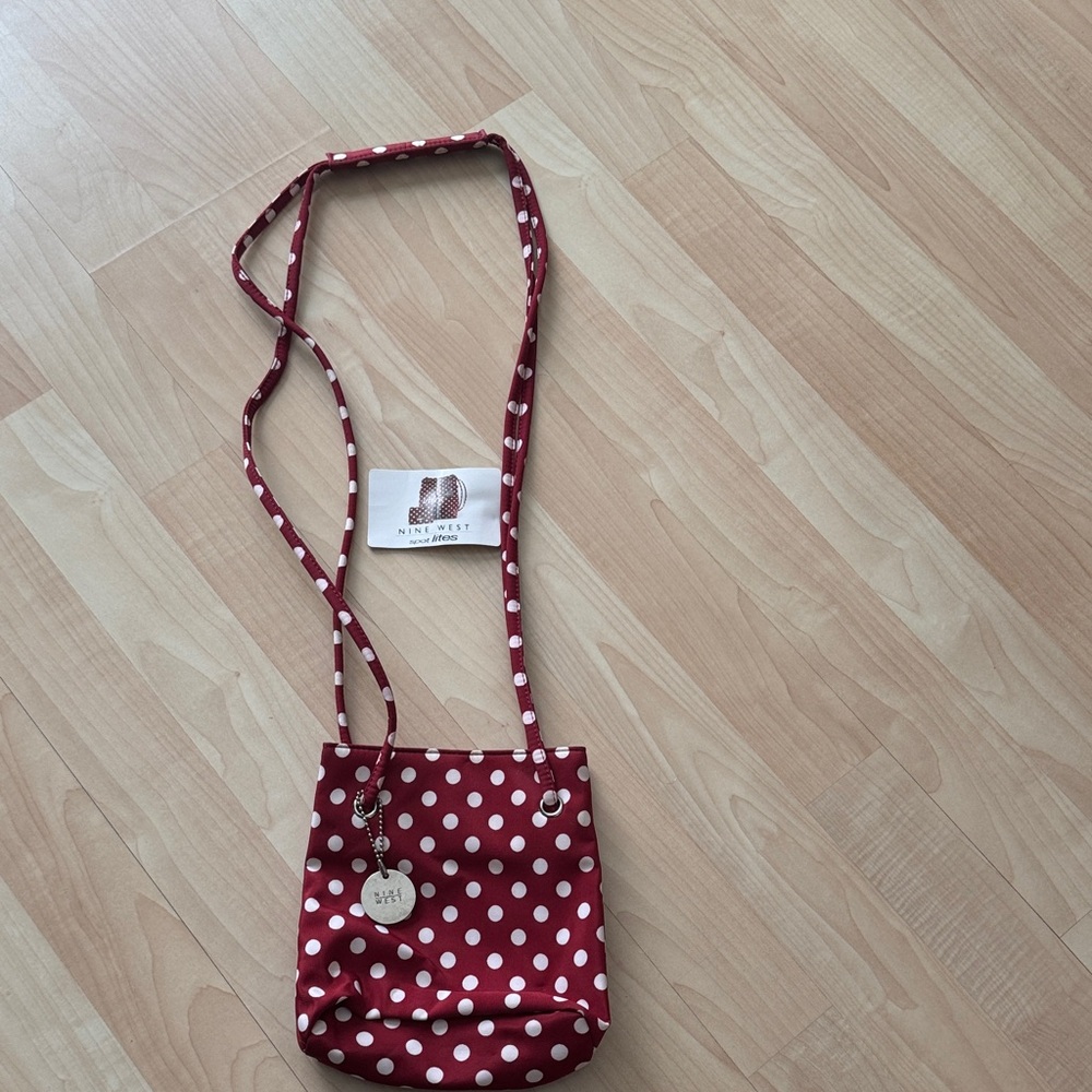 Nine West Red and White Polka Dot Crossbody Bag